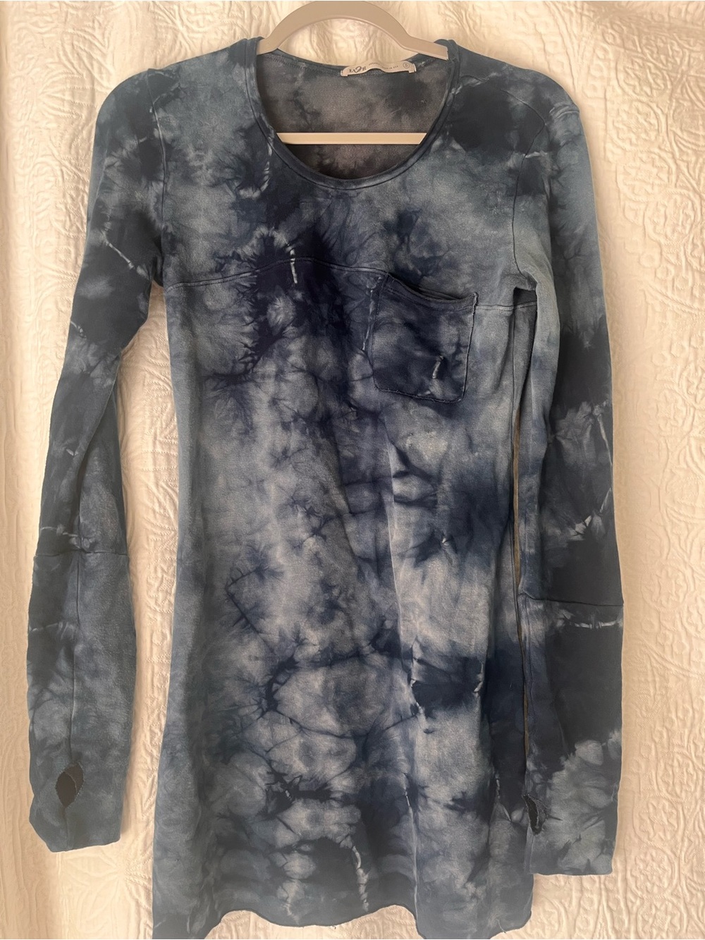 Long Sleeve Tie-Dye Women's Dress - Navy/Gray